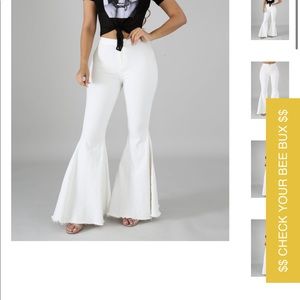 Lil Bees Bohemian White Bell Bottoms